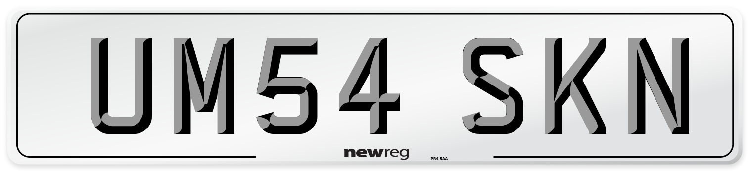 UM54 SKN Number Plate from New Reg
